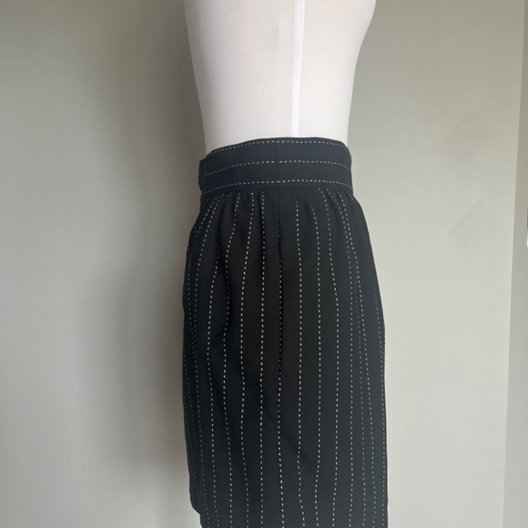 Alice + Olivia Employed Black White Wool Carrier Striped Mini Office Skirt - Picture 5 of 9